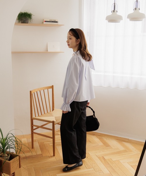 flower(フラワー)の「クラシックリボンブラウス(シャツ/ブラウス・レディース・ホワイト/ブルー・FREE)」の16枚目の写真