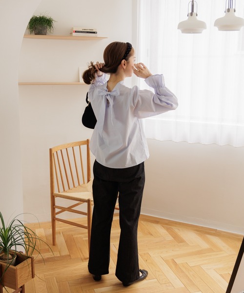flower(フラワー)の「クラシックリボンブラウス(シャツ/ブラウス・レディース・ホワイト/ブルー・FREE)」の17枚目の写真