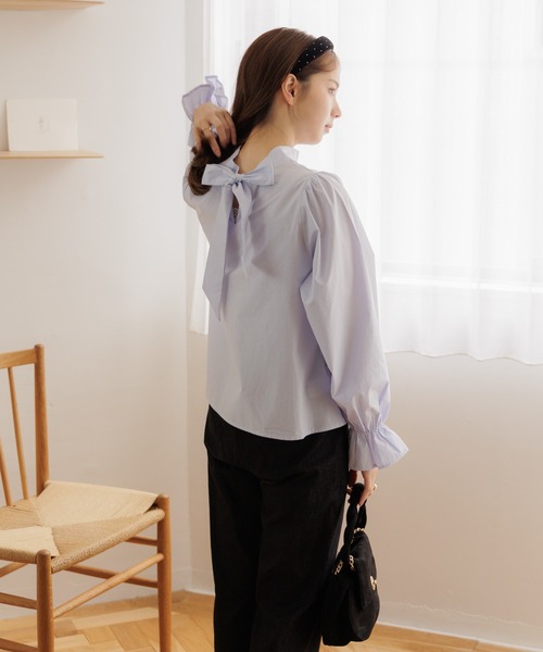 flower(フラワー)の「クラシックリボンブラウス(シャツ/ブラウス・レディース・ホワイト/ブルー・FREE)」の22枚目の写真