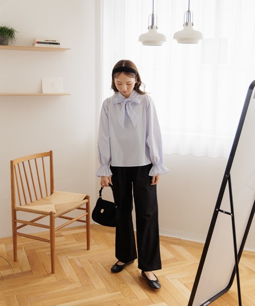 flower(フラワー)の「クラシックリボンブラウス(シャツ/ブラウス・レディース・ホワイト/ブルー・FREE)」の18枚目の写真