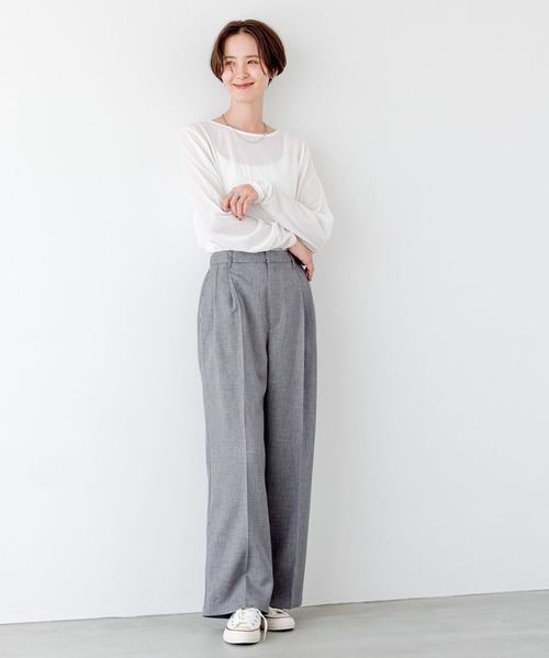 LEPSIM（レプシィム）の「シアークルーネック長袖Tシャツ　908505（Tシャツ/カットソー・レディース・モカ/チャコールグレー/オフホワイト/グレー・FREE）」の6枚目の写真