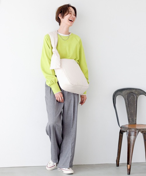 LEPSIM（レプシィム）の「シアークルーネック長袖Tシャツ　908505（Tシャツ/カットソー・レディース・モカ/チャコールグレー/オフホワイト/グレー・FREE）」の13枚目の写真