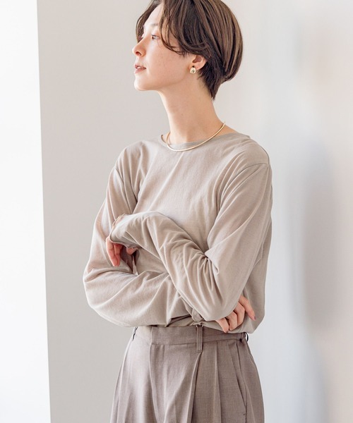 LEPSIM（レプシィム）の「シアークルーネック長袖Tシャツ　908505（Tシャツ/カットソー・レディース・モカ/チャコールグレー/オフホワイト/グレー・FREE）」の14枚目の写真