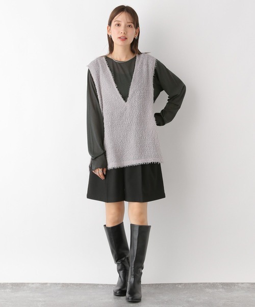 LEPSIM（レプシィム）の「シアークルーネック長袖Tシャツ　908505（Tシャツ/カットソー・レディース・モカ/チャコールグレー/オフホワイト/グレー・FREE）」の22枚目の写真