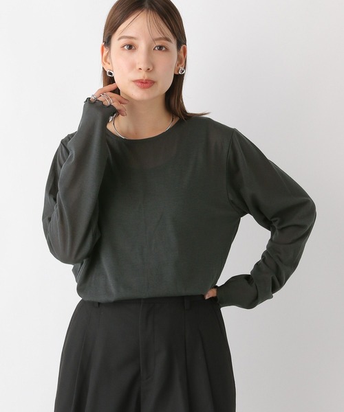 LEPSIM（レプシィム）の「シアークルーネック長袖Tシャツ　908505（Tシャツ/カットソー・レディース・モカ/チャコールグレー/オフホワイト/グレー・FREE）」の20枚目の写真