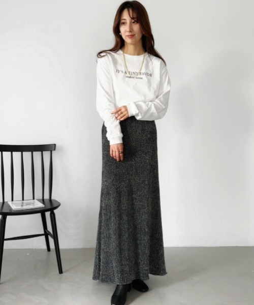 un+frame（アンフレーム）の「shiny long skirt／グリッターラメシャイニーロングフレアスカート（スカート・レディース・ブラック・FREE）」の9枚目の写真