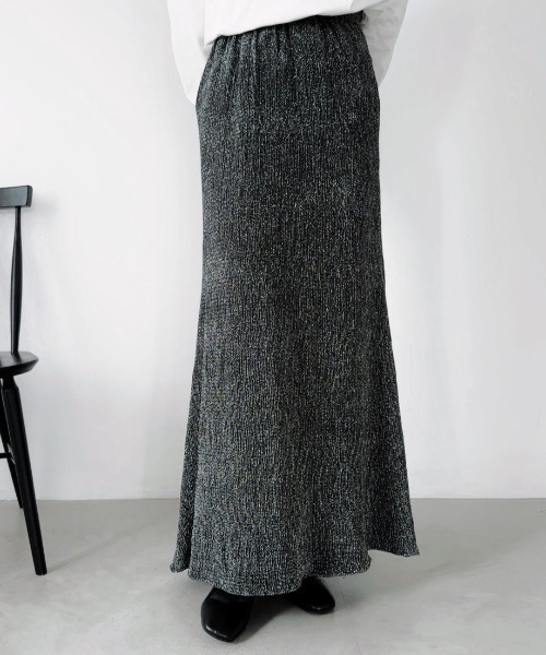 un+frame（アンフレーム）の「shiny long skirt／グリッターラメシャイニーロングフレアスカート（スカート・レディース・ブラック・FREE）」の3枚目の写真