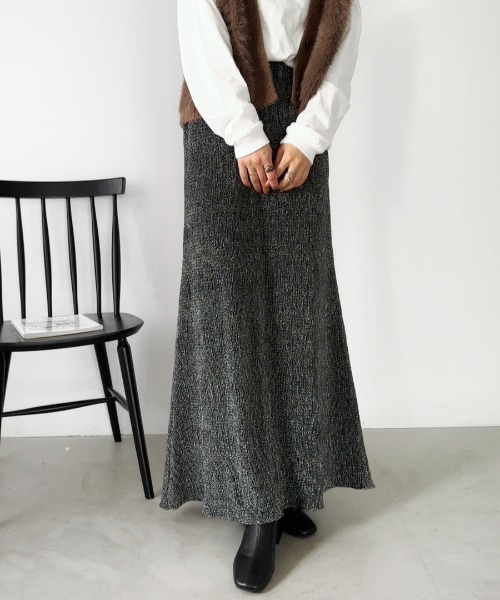 un+frame（アンフレーム）の「shiny long skirt／グリッターラメシャイニーロングフレアスカート（スカート・レディース・ブラック・FREE）」の7枚目の写真