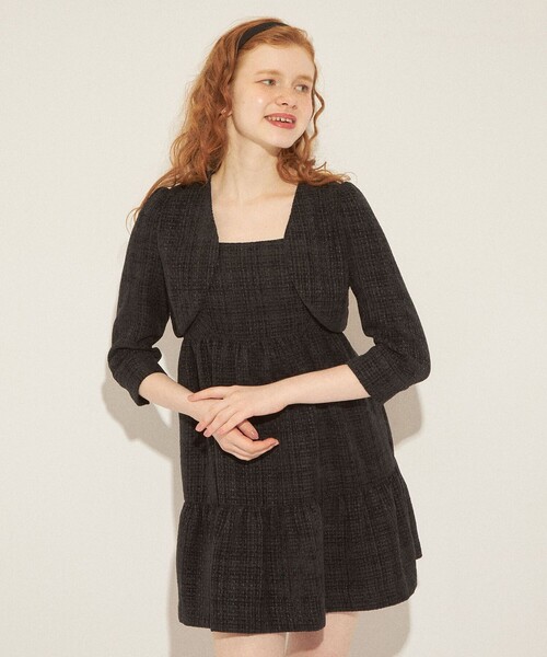 DEICY（デイシー）の「ツイードボレロミニドレス（ワンピース・レディース・アイボリー/ブラック・0/1）」の2枚目の写真