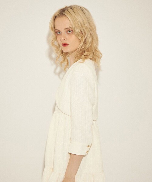 DEICY（デイシー）の「ツイードボレロミニドレス（ワンピース・レディース・アイボリー/ブラック・0/1）」の4枚目の写真