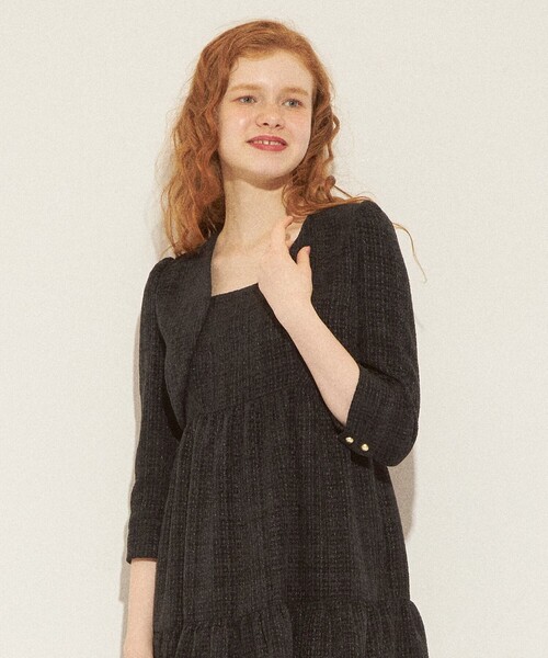 DEICY（デイシー）の「ツイードボレロミニドレス（ワンピース・レディース・アイボリー/ブラック・0/1）」の6枚目の写真