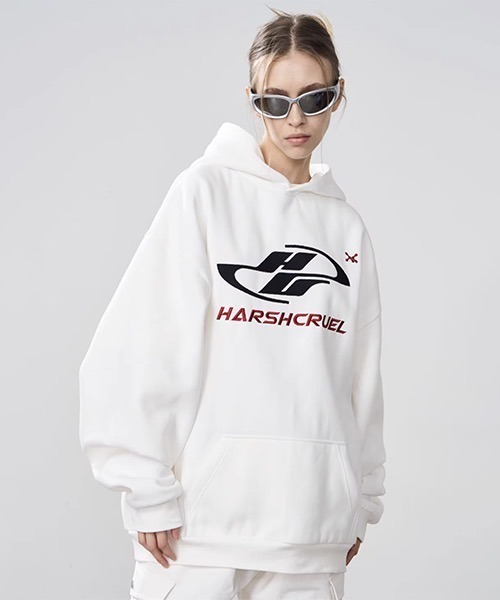 HARSH AND CRUEL(ハーシュアンドクルーエル)の「フロントロゴ プルオーバーパーカ HC23W3TP06【Harsh and Cruel】(パーカー・メンズ・ブラック/ホワイト・M/XL/L)」の5枚目の写真