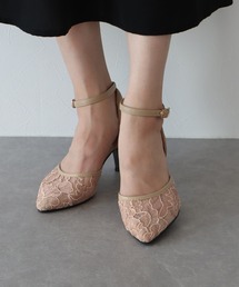 フラワーレースパンプス