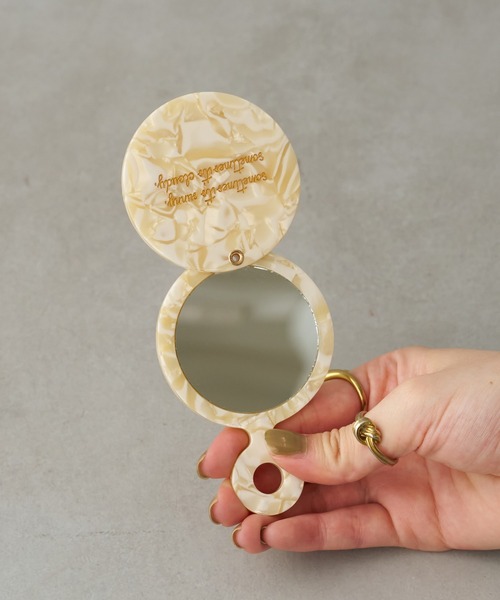 BIRTHDAY BAR（バースデイバー）の「アセチ コンパクトミラー（手鏡/メイクミラー・レディース・ブラウン/オレンジ/グリーン/アイボリー/ブラック/ブルー・フリー）」の22枚目の写真