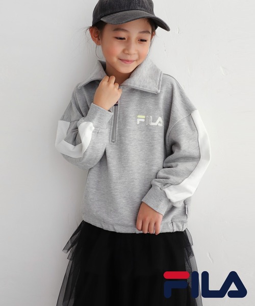 antiqua（アンティカ）の「FILAハーフジップトップス（Tシャツ/カットソー・キッズ・ネイビー/杢グレー・160/150/130/140）」の2枚目の写真