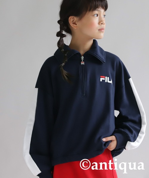 antiqua（アンティカ）の「FILAハーフジップトップス（Tシャツ/カットソー・キッズ・ネイビー/杢グレー・160/150/130/140）」の15枚目の写真