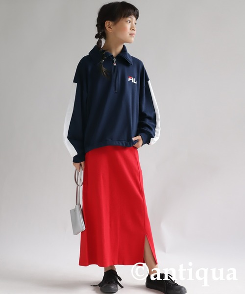 antiqua（アンティカ）の「FILAハーフジップトップス（Tシャツ/カットソー・キッズ・ネイビー/杢グレー・160/150/130/140）」の16枚目の写真