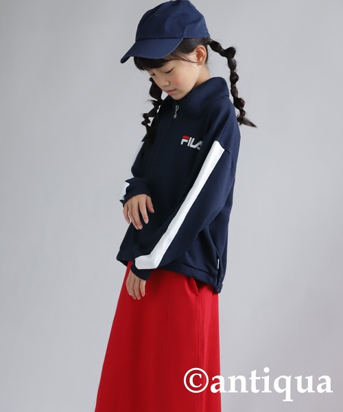 antiqua（アンティカ）の「FILAハーフジップトップス（Tシャツ/カットソー・キッズ・ネイビー/杢グレー・160/150/130/140）」の17枚目の写真
