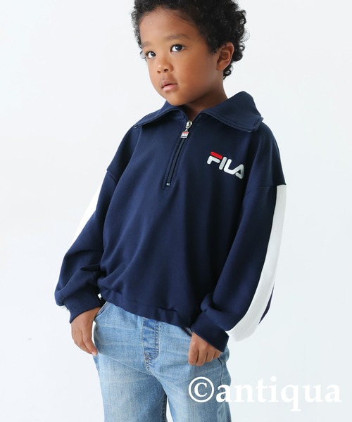 antiqua（アンティカ）の「FILAハーフジップトップス（Tシャツ/カットソー・キッズ・ネイビー/杢グレー・160/150/130/140）」の13枚目の写真
