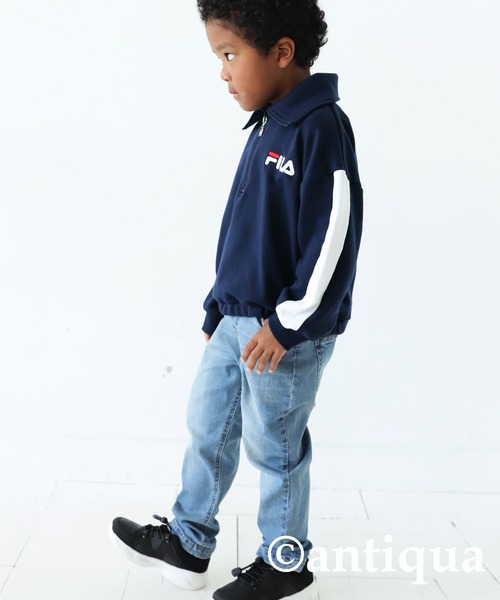 antiqua（アンティカ）の「FILAハーフジップトップス（Tシャツ/カットソー・キッズ・ネイビー/杢グレー・160/150/130/140）」の14枚目の写真