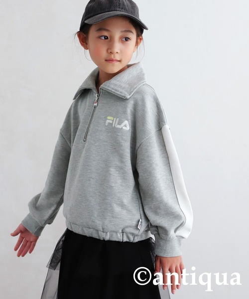 antiqua（アンティカ）の「FILAハーフジップトップス（Tシャツ/カットソー・キッズ・ネイビー/杢グレー・160/150/130/140）」の4枚目の写真