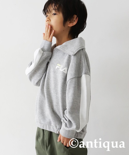 antiqua（アンティカ）の「FILAハーフジップトップス（Tシャツ/カットソー・キッズ・ネイビー/杢グレー・160/150/130/140）」の9枚目の写真
