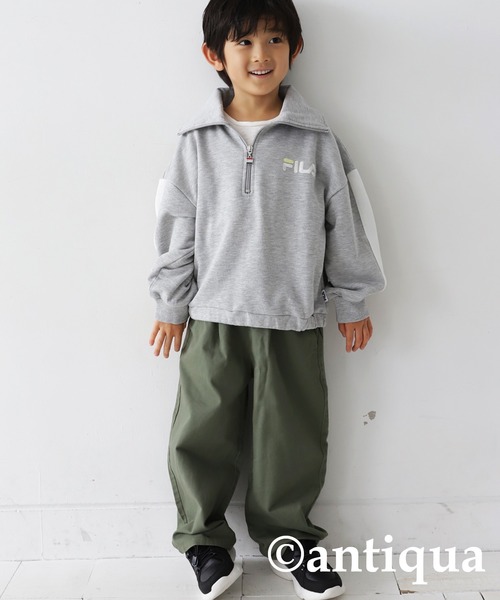 antiqua（アンティカ）の「FILAハーフジップトップス（Tシャツ/カットソー・キッズ・ネイビー/杢グレー・160/150/130/140）」の8枚目の写真