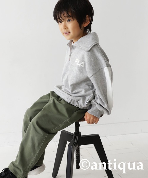 antiqua（アンティカ）の「FILAハーフジップトップス（Tシャツ/カットソー・キッズ・ネイビー/杢グレー・160/150/130/140）」の11枚目の写真