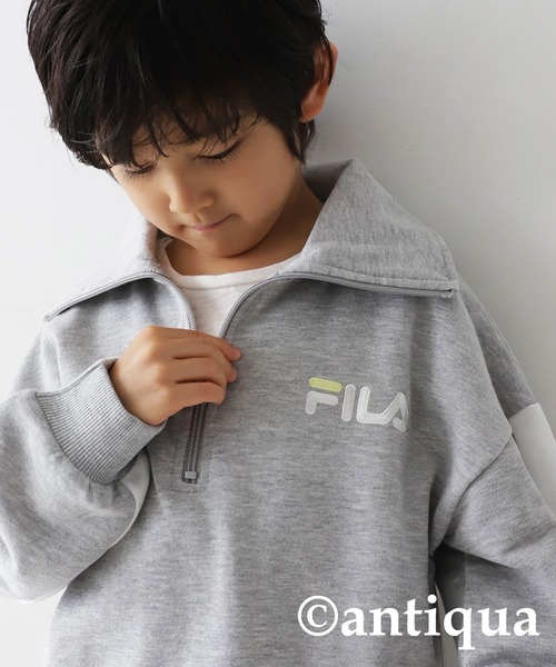 antiqua（アンティカ）の「FILAハーフジップトップス（Tシャツ/カットソー・キッズ・ネイビー/杢グレー・160/150/130/140）」の10枚目の写真