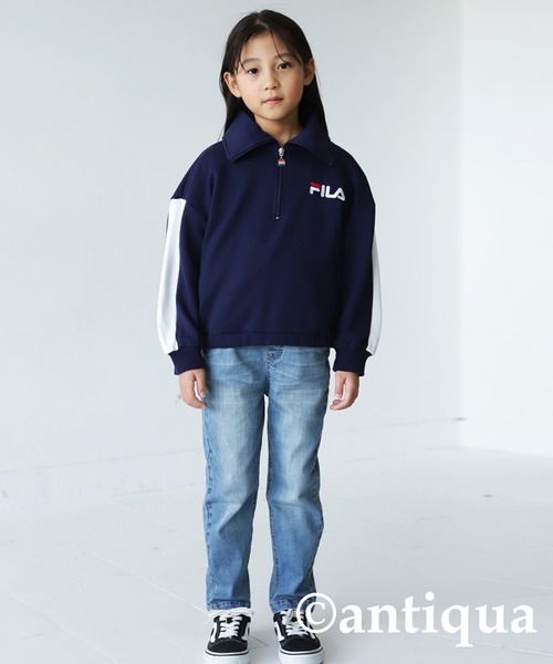 antiqua（アンティカ）の「FILAハーフジップトップス（Tシャツ/カットソー・キッズ・ネイビー/杢グレー・160/150/130/140）」の21枚目の写真