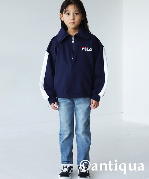 antiqua（アンティカ）の「FILAハーフジップトップス（Tシャツ/カットソー・キッズ・ネイビー/杢グレー・160/150/130/140）」の22枚目の写真