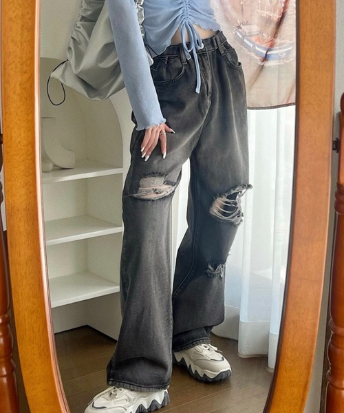 JEMUT正規品★22AW★Classy セミワイドデニムパンツ 楽天市場】セミワイドデニムパンツ ボトムス パンツ レディース