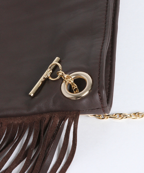 AMERICAN RAG CIE（アメリカンラグシー）の「AMERICAN RAG CIE2WAYフリンジレザー×ゴールドチェーンバッグ/202-AFH-AR-015【WEB限定】（ショルダーバッグ・レディース・ブラウン/ブラック・FREE）」の9枚目の写真