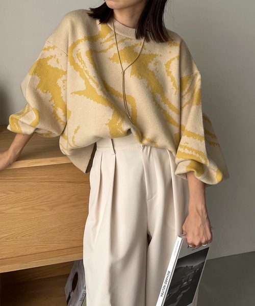 CAPRICIEUX LE'MAGE（カプリシューレマージュ）の「【WEB限定】マーブルプルオーバー（ニット/セーター・レディース・グリーン系その他/イエロー・FREE）」の8枚目の写真