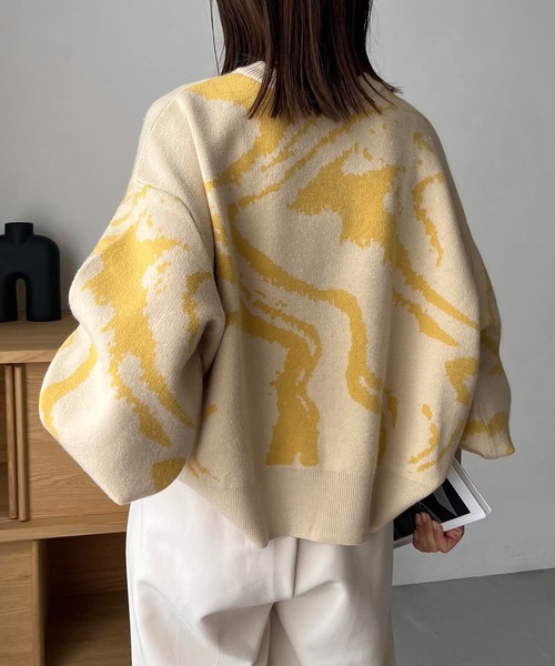 CAPRICIEUX LE'MAGE（カプリシューレマージュ）の「【WEB限定】マーブルプルオーバー（ニット/セーター・レディース・グリーン系その他/イエロー・FREE）」の4枚目の写真