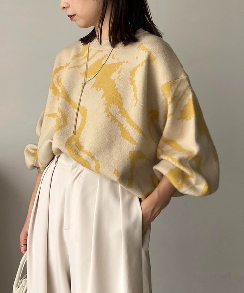 CAPRICIEUX LE'MAGE（カプリシューレマージュ）の「【WEB限定】マーブルプルオーバー（ニット/セーター・レディース・グリーン系その他/イエロー・FREE）」の7枚目の写真