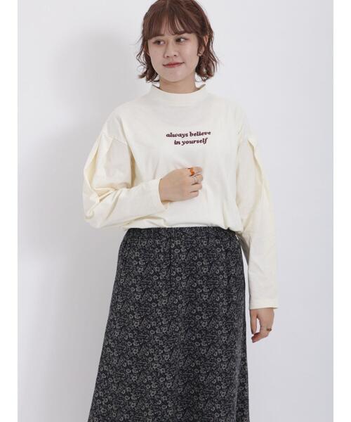 Samansa Mos2（サマンサ モスモス）の「【保湿】しっとり袖山タックハイネックTシャツ（Tシャツ/カットソー・レディース・オフホワイト/モカ/チャコールグレー・F）」の4枚目の写真