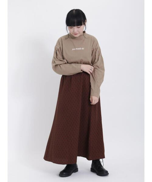 Samansa Mos2（サマンサ モスモス）の「【保湿】しっとり袖山タックハイネックTシャツ（Tシャツ/カットソー・レディース・オフホワイト/モカ/チャコールグレー・F）」の6枚目の写真