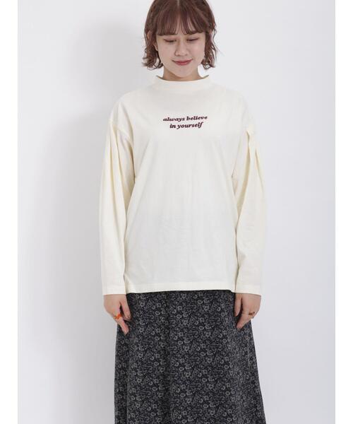 Samansa Mos2（サマンサ モスモス）の「【保湿】しっとり袖山タックハイネックTシャツ（Tシャツ/カットソー・レディース・オフホワイト/モカ/チャコールグレー・F）」の18枚目の写真