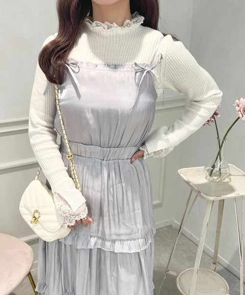 apres jour(アプレジュール)の「シャイニークロスキャミワンピース【ZOZOTOWN限定アイテム】(ワンピース・レディース・ブラック/サックスブルー/アイボリー・X-LARGE/フリー)」の18枚目の写真