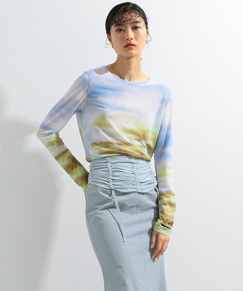 Ray BEAMS（レイビームス）の「Ray BEAMS / グラデーション プリント Tシャツ（Tシャツ/カットソー・レディース・オレンジ/ブルー・ONE SIZE）」の19枚目の写真