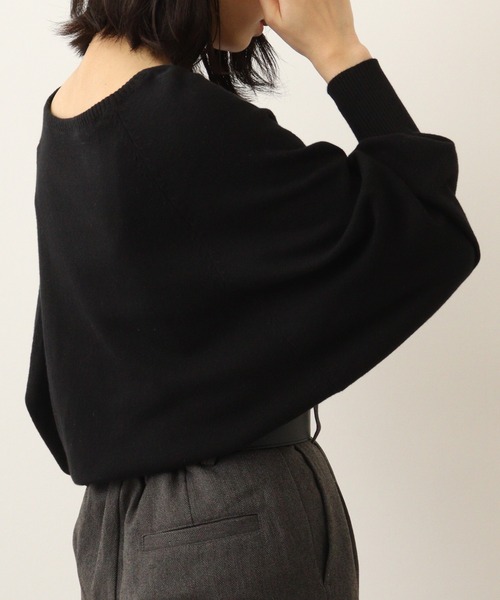 atONE（アットワン）の「atONE Vネックドルマン綿ニット プルオーバー セーター（ニット/セーター・レディース・ダークグリーン/グレイッシュベージュ/ブルー/杢グレー/ブラック/ネイビー/バーガンディー/ホワイト/マスタード・LL～3L/4L～5L/M～Ｌ）」の19枚目の写真
