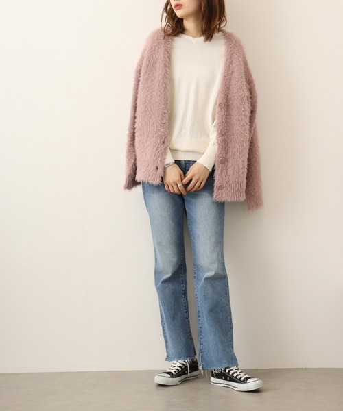 atONE（アットワン）の「atONE Vネックドルマン綿ニット プルオーバー セーター（ニット/セーター・レディース・ダークグリーン/グレイッシュベージュ/ブルー/杢グレー/ブラック/ネイビー/バーガンディー/ホワイト/マスタード・LL～3L/4L～5L/M～Ｌ）」の13枚目の写真