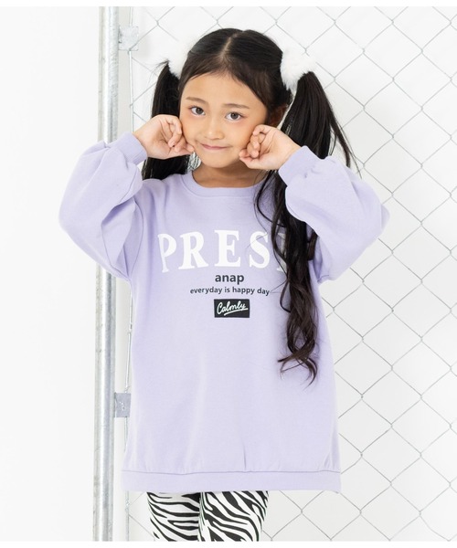 ANAP kids（アナップキッズ）の「バックレイヤード風裏毛スウェットチュニック（スウェット・キッズ・ブラック/ラベンダー/ライトグレー・130cm/110cm/120cm）」の3枚目の写真