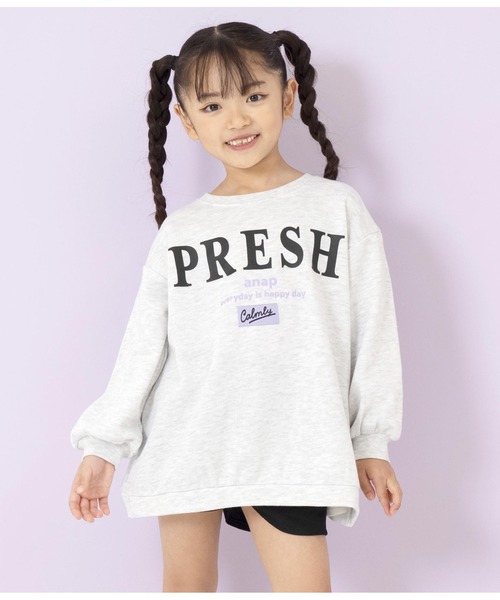 ANAP kids（アナップキッズ）の「バックレイヤード風裏毛スウェットチュニック（スウェット・キッズ・ブラック/ラベンダー/ライトグレー・130cm/110cm/120cm）」の2枚目の写真