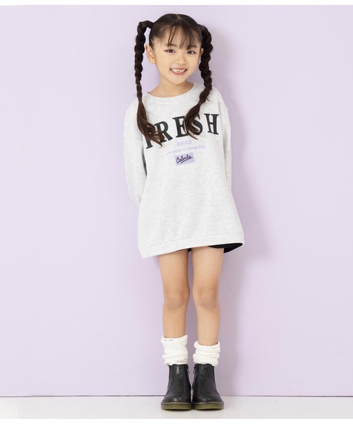 ANAP kids（アナップキッズ）の「バックレイヤード風裏毛スウェットチュニック（スウェット・キッズ・ブラック/ラベンダー/ライトグレー・130cm/110cm/120cm）」の21枚目の写真