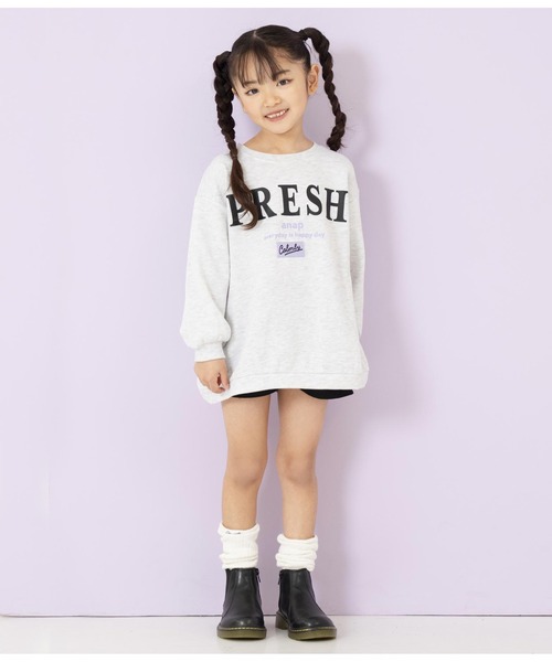 ANAP kids（アナップキッズ）の「バックレイヤード風裏毛スウェットチュニック（スウェット・キッズ・ブラック/ラベンダー/ライトグレー・130cm/110cm/120cm）」の4枚目の写真