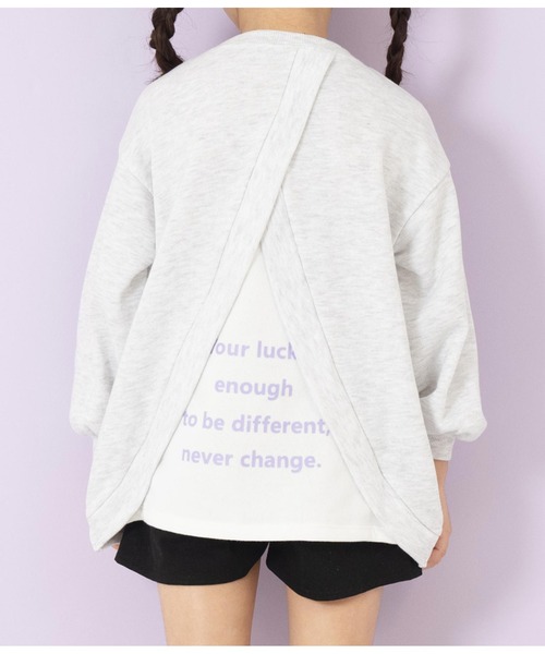 ANAP kids（アナップキッズ）の「バックレイヤード風裏毛スウェットチュニック（スウェット・キッズ・ブラック/ラベンダー/ライトグレー・130cm/110cm/120cm）」の7枚目の写真