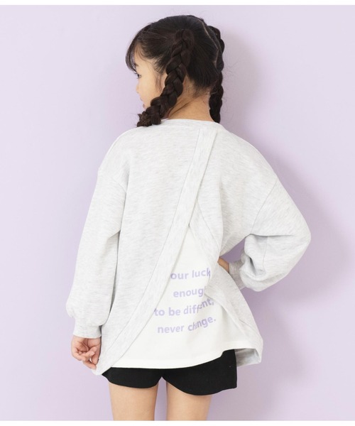 ANAP kids（アナップキッズ）の「バックレイヤード風裏毛スウェットチュニック（スウェット・キッズ・ブラック/ラベンダー/ライトグレー・130cm/110cm/120cm）」の5枚目の写真