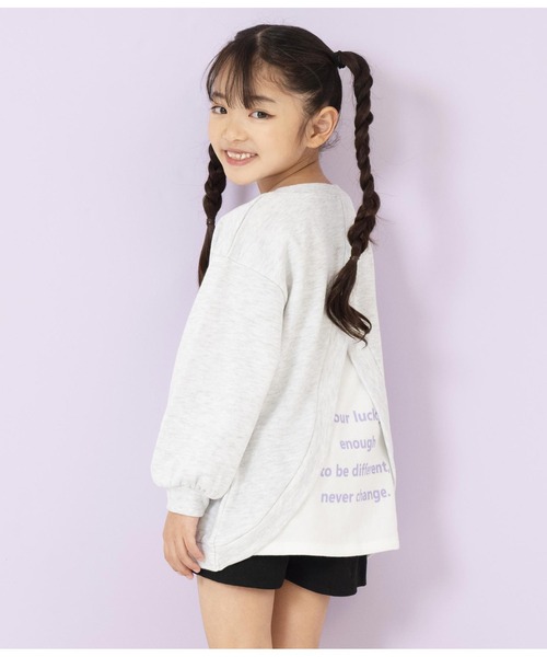 ANAP kids（アナップキッズ）の「バックレイヤード風裏毛スウェットチュニック（スウェット・キッズ・ブラック/ラベンダー/ライトグレー・130cm/110cm/120cm）」の6枚目の写真